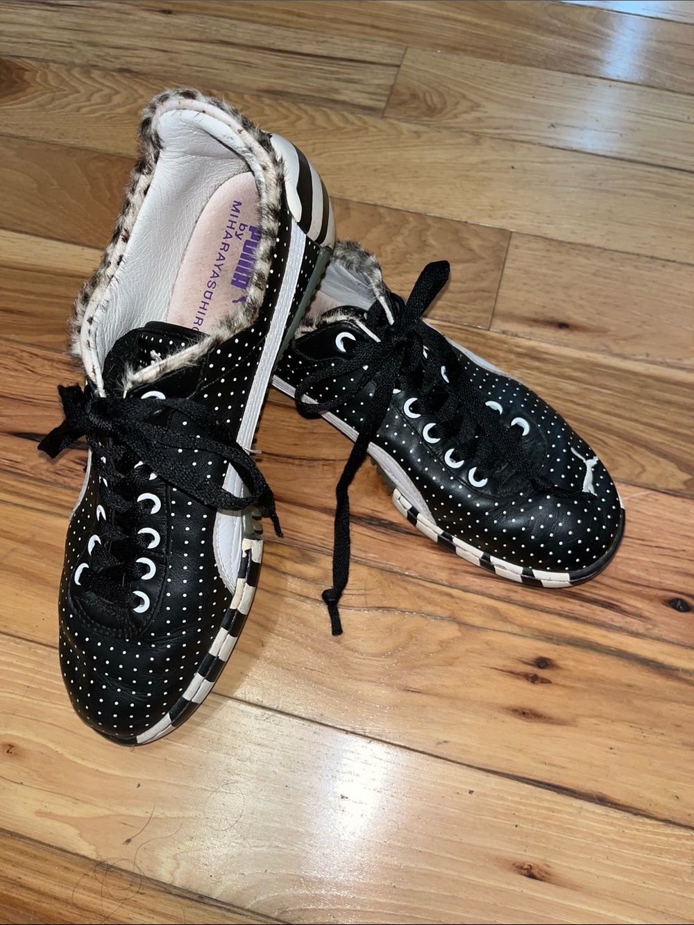 Miharayasuhiro for Puma Black Polka Dot Low-Top Sneakers with Striped Sole